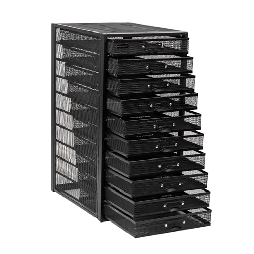 Mind Reader 10-Drawer Metal Mesh Desk Organizer, Silver N923041