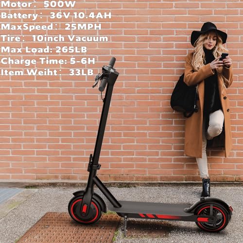 Electric Scooter for Adults, 500W Motor, 10" Vacuum Tires, Foldable E91738