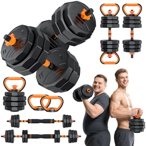 5-in-1 Adjustable Dumbbell Set 88lbs with Connector for Home Gym Q537010