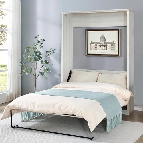 MERITLINE Queen Murphy Bed with Storage Bookcase and Charging Station E996