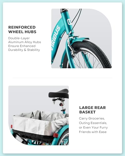 Viribus Folding Adult Tricycle, 20 Inch, 7 Speed, 330lb Capacity J3045
