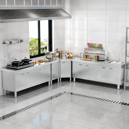 ZZV Freestanding Stainless Steel Utility Sink with Cabinet I631996