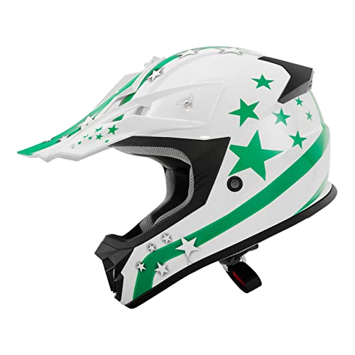 SLMOTO Dot Youth Kids Motocross Offroad Helmet with Goggles and Gloves Blue Skull D851858