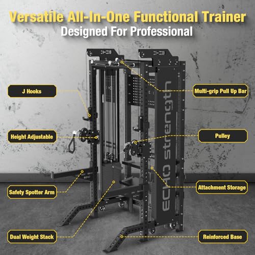 Commercial Functional Trainer Cable Machine with Dual Weight Stacks E209