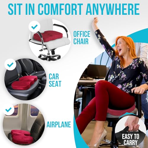 FORTEM Office Chair Cushion and Back Support, Memory Foam Lumbar Pillow, Non Slip, XL V440