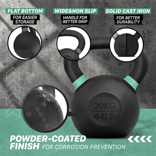 Yes4All Powder Coated Cast Iron Kettlebell Weight Set for Home Gym N15817