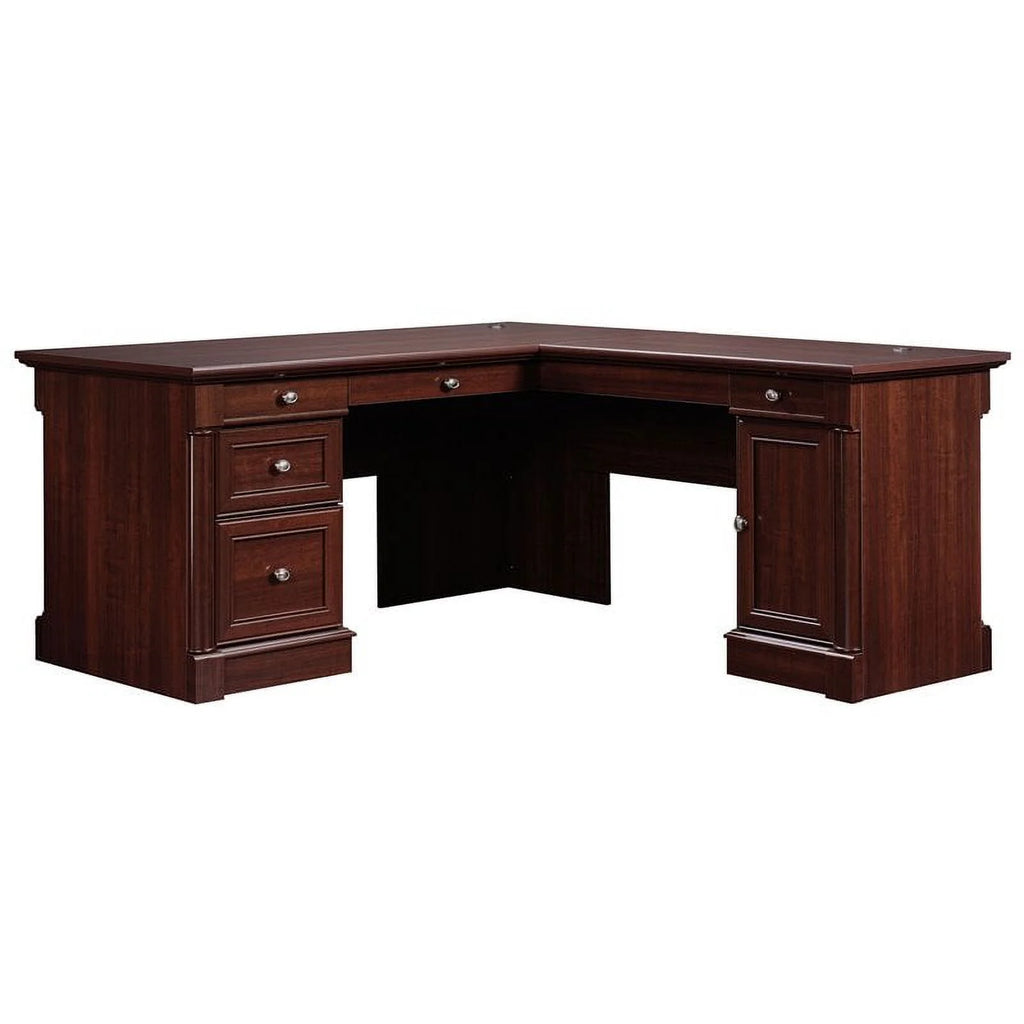 Kingfisher Lane L-Shaped Contemporary Engineered Wood Desk in Select Cherry