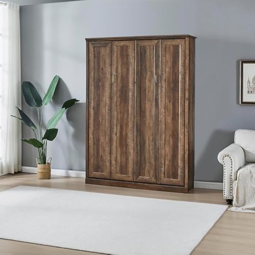 MERITLINE Queen Murphy Bed with Storage Bookcase and Charging Station E996