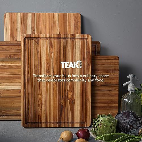 Teakhaus Cutting Board Extra Large with Grip Handles, Reversible Teak Edge Grain U703652
