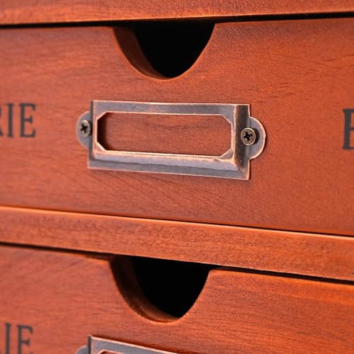 Vintage 16-Drawer Wooden Desktop Organizer with Iron Label Holders N538