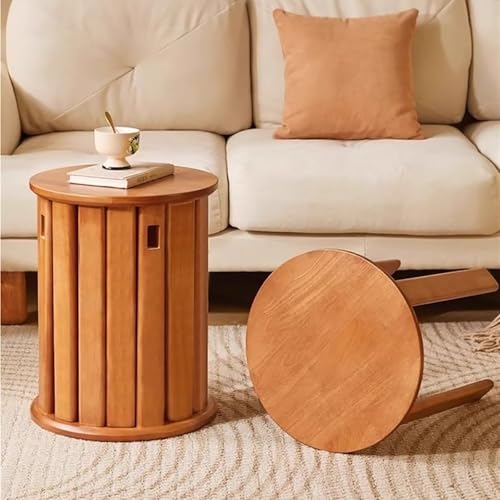 Stackable Stools Set of 4 Round Wooden Nesting Tables for Living Room C8777