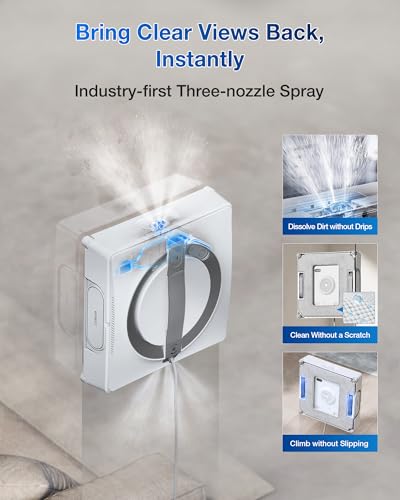 ECOVACS Winbot W1 Pro Window Cleaning Robot, 2800Pa Suction, App Control, Grey R250