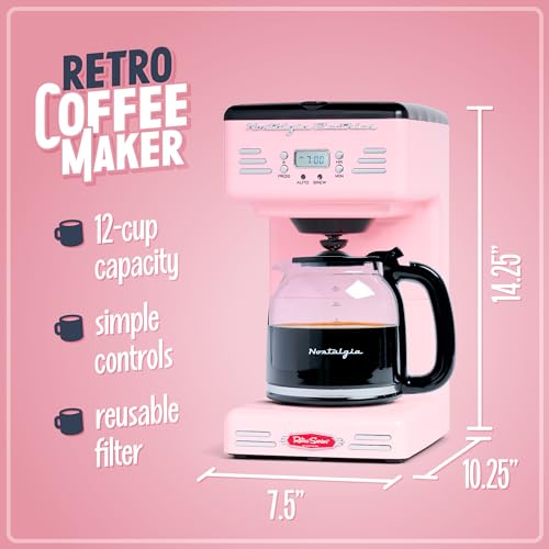 Nostalgia Retro 12-Cup Programmable Coffee Maker with LED Display, Aqua S6557