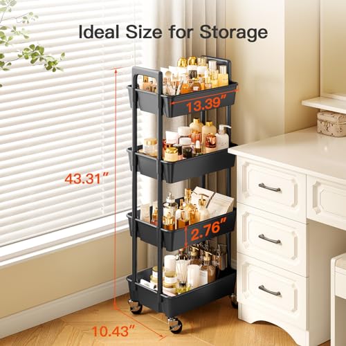 Pipishell 3 Tier Rolling Cart Organizer with Lockable Wheels, White K43271