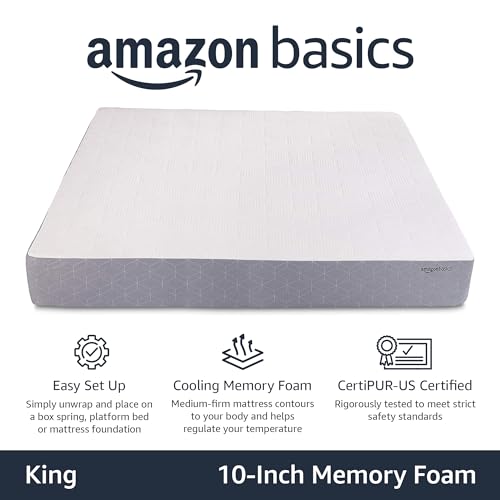 Amazon Basics Cooling Gel Memory Foam Mattress, Medium-Firm, King Size F9813