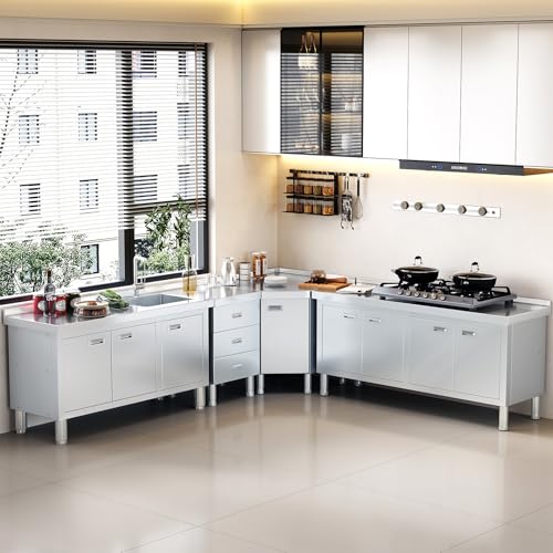 ZZV Freestanding Stainless Steel Utility Sink with Cabinet I631996