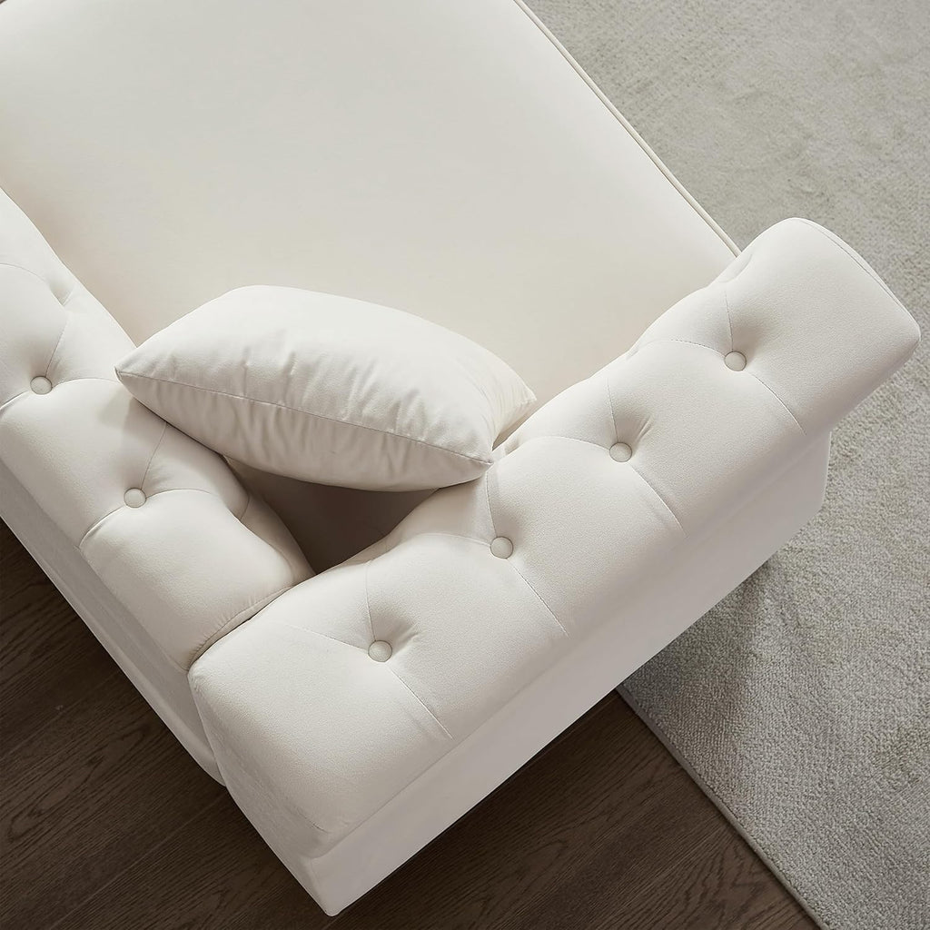 Chesterfield Sofa Grey Velvet 3 Seater Tufted Couch with Metal Foot and Nailhead N623406