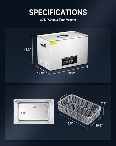 CREWORKS 3L Digital Ultrasonic Cleaner with Degas & Gentle Modes, 120W R572