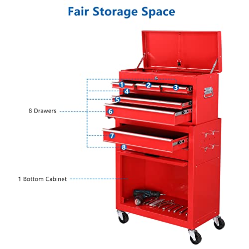 TUFFIOM 5-Drawer Rolling Tool Chest with Lockable Wheels X4579