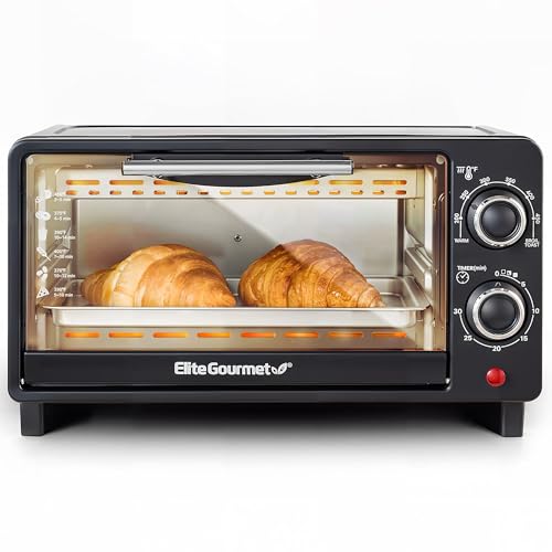 Elite Gourmet ETO236 Compact 2 Slice Toaster Oven, Black C32483