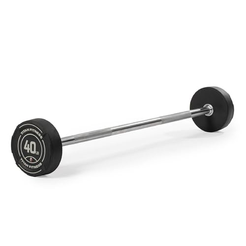 Titan Fitness Rubber Curl Fixed Barbells, Pre-Loaded Weight Bar Y406
