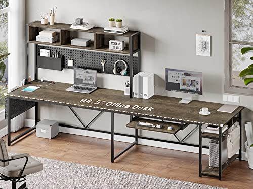 SEDETA L Shaped Gaming Desk with Power Outlet and Pegboard, Black B28201