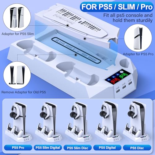 PS5 Slim/Pro Cooling Station with Controller Charger, White M8682