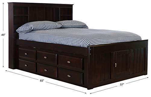 Discovery World Furniture White Full Bookcase Bed with 6 Drawers Z895159