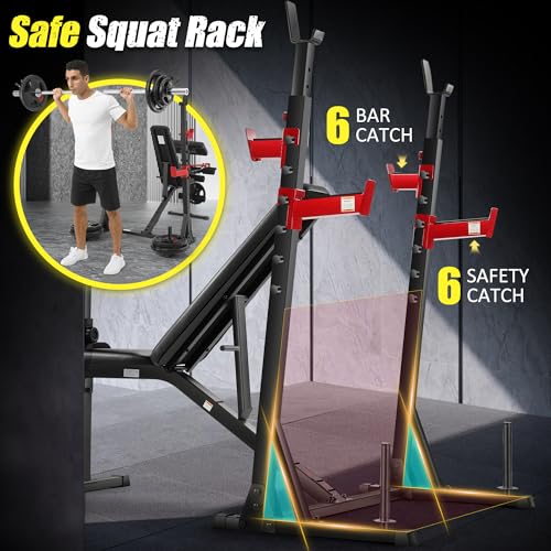 Professional Olympic Weight Bench Set with Squat Rack and Leg Extension S677