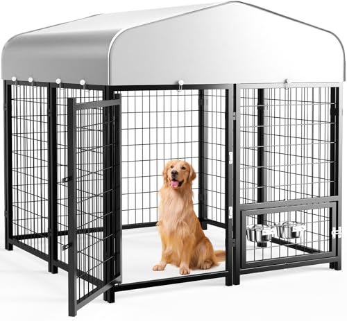 SINO LUBAN Outdoor Dog Kennel with Doggy Door, Heavy Duty Large Dog Pen E5768