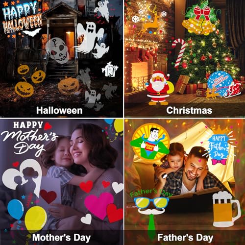 Halloween Projector Lights for Home, 2025 Upgrade with 19 HD Slides, Weather Proof W422