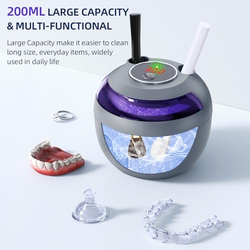 Ultrasonic Retainer Cleaner for Dentures, Mouth Guards, Braces, Jewelry, 200ML, 45kHz X607