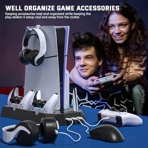 PS5 Slim/Pro Cooling Station with Controller Charger, White M8682