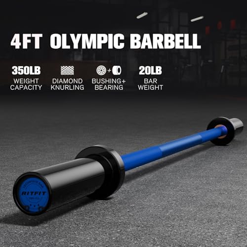 RITFIT Olympic Barbell 4ft/6ft 2 Inch Weight Bar for Strength Training, 500lbs Capacity F369