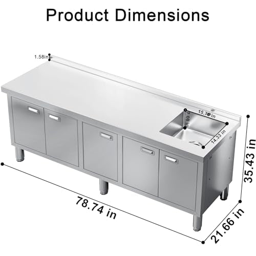 ZZV Freestanding Stainless Steel Utility Sink with Cabinet I631996