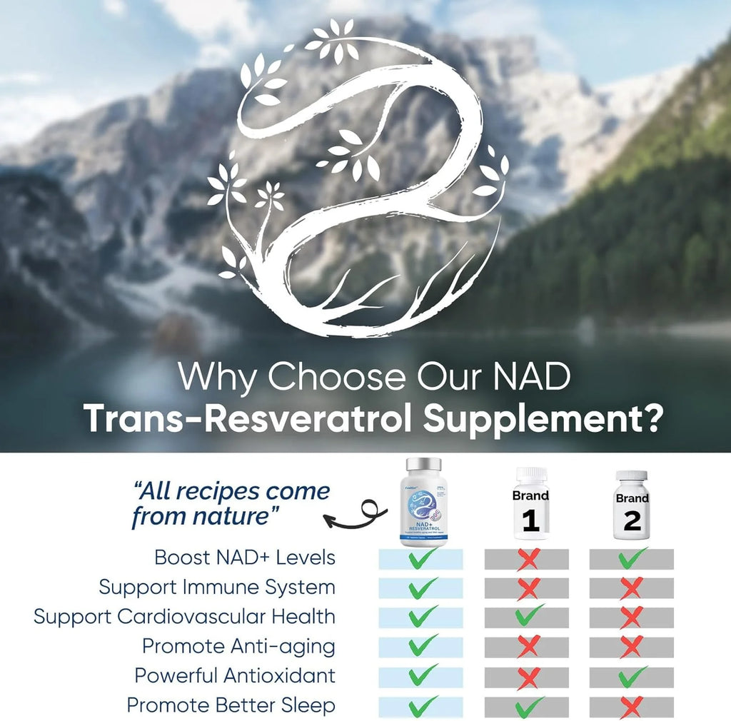 NAD+ 1000MG Resveratrol Boosting Supplement by 360Capsule K2705