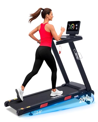Auto Incline Treadmill, 20% Incline, 3.0HP, 10 MPH Running Machine, 18.5" Wide Belt, 350 lbs Capacity, Treadmill for Home with Bluetooth App