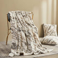 XeGe Double Side Brushed Fuzzy Throw Blanket, Soft Furry Faux Fur Lap Blanket, 50x60 Shaggy Plush Throw Blanket for Bed Couch Sofa Office Living Room Housewarming Gift Farmhouse, Marble Light Grey