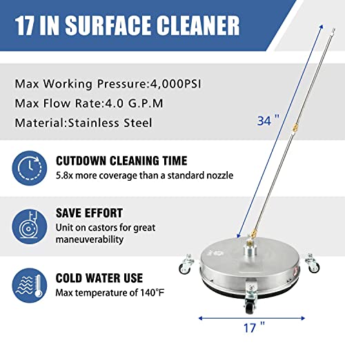 JANZ Pressure Washer Surface Cleaner 14 Inch with 4 Wheels J74032