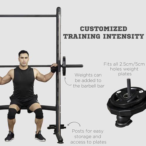 Soozier Squat Rack with Pull-Up Bar, Adjustable Power Rack for Home Gym, Black X745