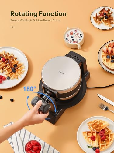 Double Belgian Waffle Maker, 180° Flip, Nonstick, Stainless Steel G6778