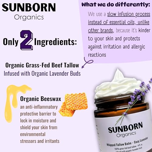 Pure Whipped Tallow Balm Unscented, Organic Grass-Fed Beef Tallow for Skin N669878