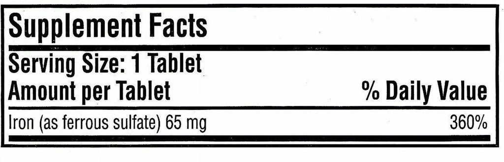 Ferrous Sulfate Iron 325 mg Tablets Q164