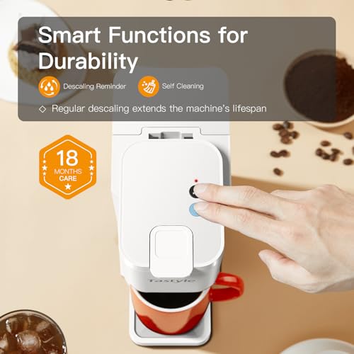 Mini Hot and Iced Coffee Maker Single Serve for K Cup and Ground, Classic Black O715039