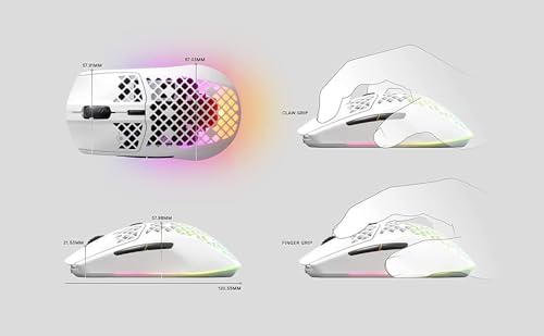 SteelSeries Aerox 3 Wireless Holey RGB Gaming Mouse, Ultra-lightweight, Onyx O713