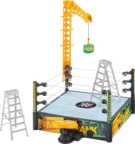 Mattel WWE Money in the Bank Cash-in Ring Playset with 2 Play Modes & 40+ Sounds A3363