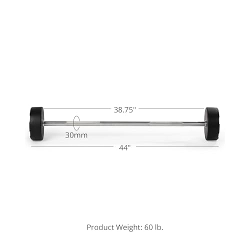Titan Fitness Rubber Curl Fixed Barbells, Pre-Loaded Weight Bar Y406