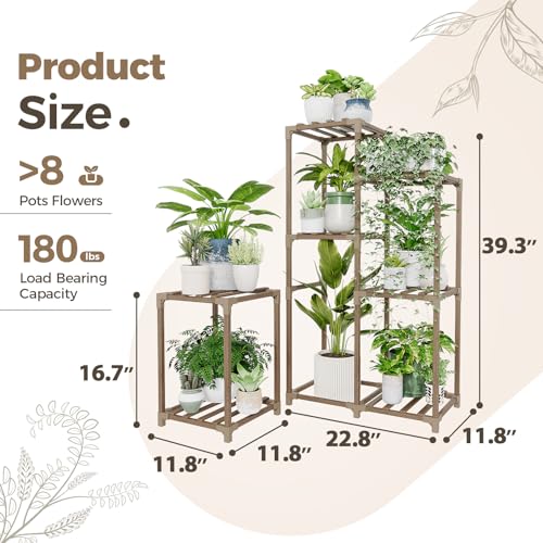 Bamworld Plant Stand Indoor Outdoor Wood Plant Rack 3 Tier Ladder D51744