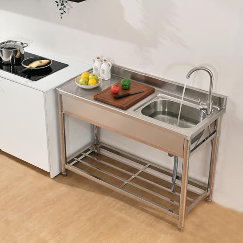 Stainless Steel Freestanding Utility Sink with Faucet L128