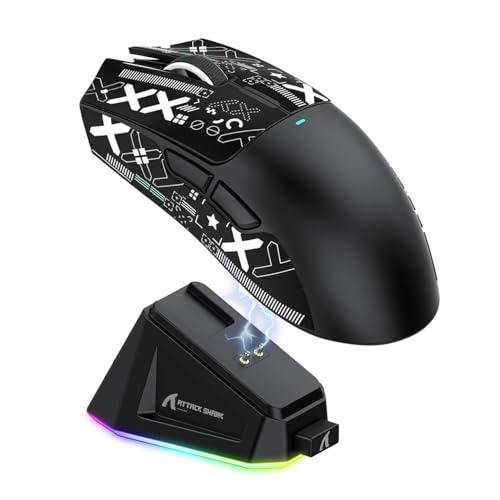 Attack Shark X11 59g Superlight Wireless Gaming Mouse with RGB Charging Dock, Black W869